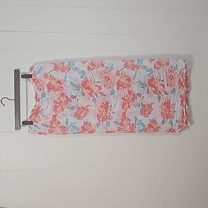 Target Infinity Scarf Womens Pink & Aqua Floral Gauzy Boho Cottage Core OS EUC